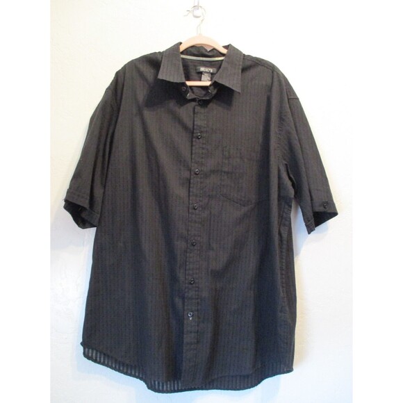 Bruno Mens Sz 2XLT Black Button Down Short Sleeve Shirt Casual Lightweight Boho - Picture 1 of 5